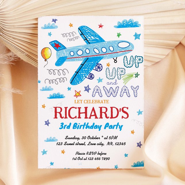 Aeroplane Birthday Invitation, Aeroplane Hand Draw Invitation (Creator Uploaded)