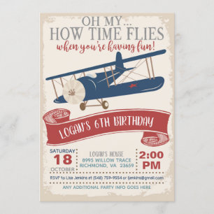 Aeroplane Birthday Invitation Boy