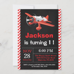 Aeroplane Birthday Invitation. Boy Birthday Party Invitation