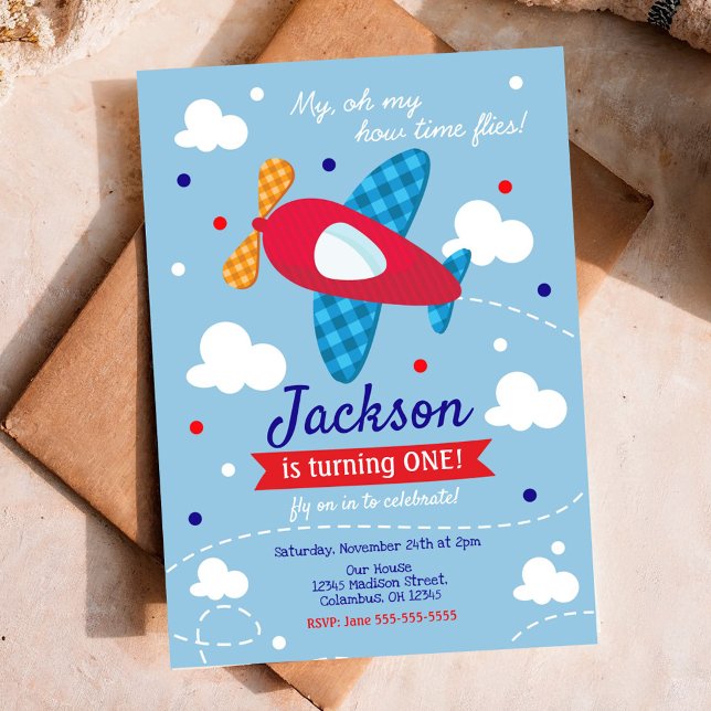 Aeroplane Birthday Invitation Boy / Time Flies (Creator Uploaded)
