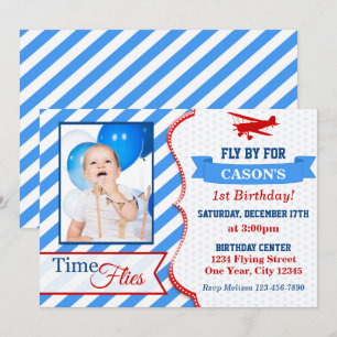 Aeroplane Birthday Invitation   Photo Invite
