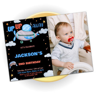 Aeroplane Birthday Invitations Brown with photo
