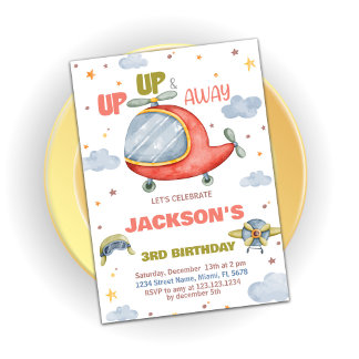 Aeroplane Birthday Invitations Green Orange