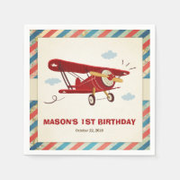 Aeroplane Birthday Napkins Adventure Travel Plane