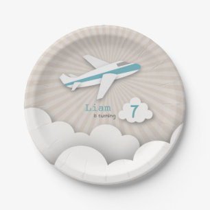 Aeroplane Birthday Party - Blue Paper Plate