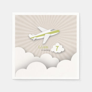 Aeroplane Birthday Party - Green Napkin