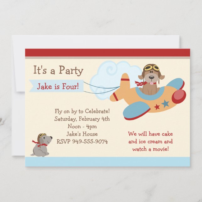 Aeroplane Birthday Party Invitation (Front)