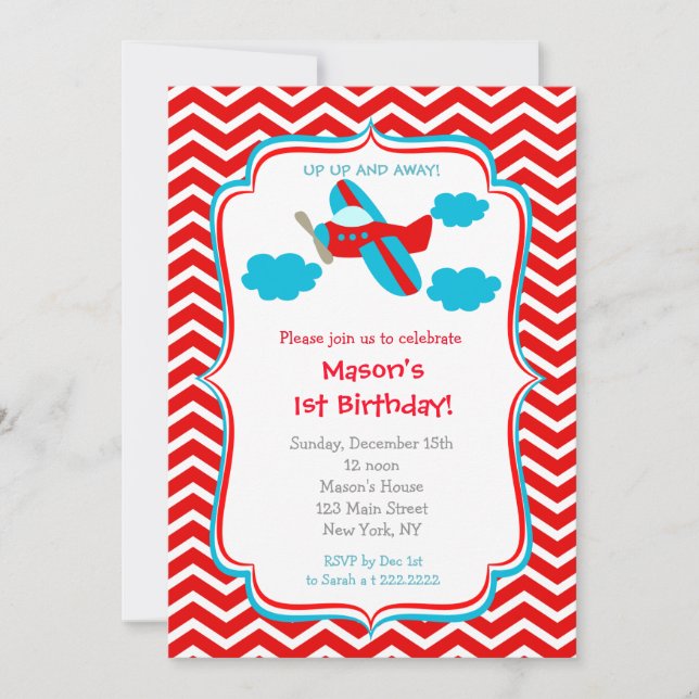 Aeroplane Birthday Party Invitations (Front)