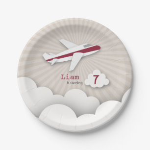 Aeroplane Birthday Party - Red Paper Plate