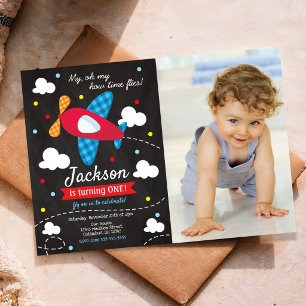 Aeroplane Birthday Photo Invitation Time Files