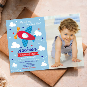 Aeroplane Birthday Photo Invitation / Time Flies