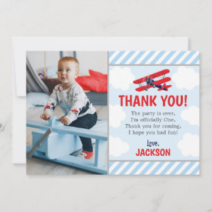 Aeroplane Birthday Thank You Card, Vintage Boy Red