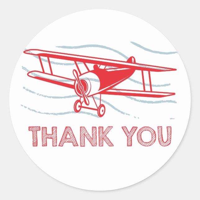 Aeroplane Birthday Thank you Classic Round Sticker (Front)