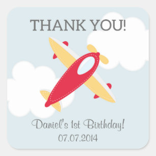 Aeroplane Birthday Thank You Stickers
