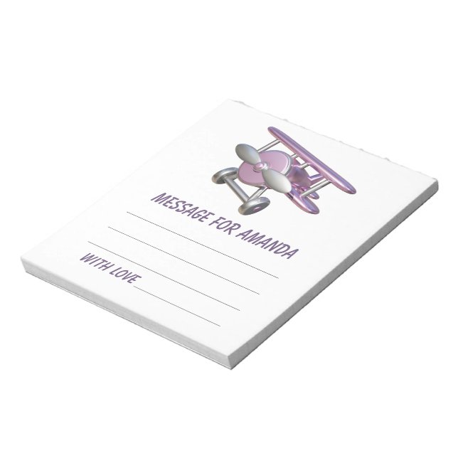 Aeroplane birthday time capsule message notepad (Rotated)