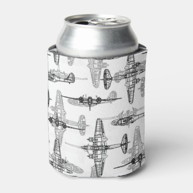 Aeroplane Blueprint 1 Drinks Can Cooler (Can Front)