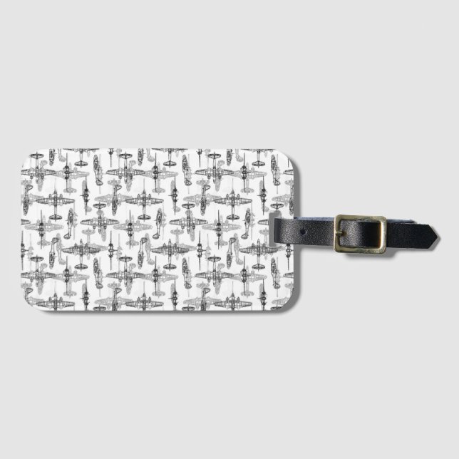 Aeroplane Blueprint 1 Luggage Tag (Front Horizontal)