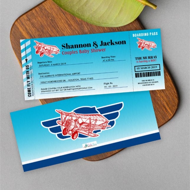 Aeroplane Boarding Pass Couples Shower Invitation (Creator Uploaded)