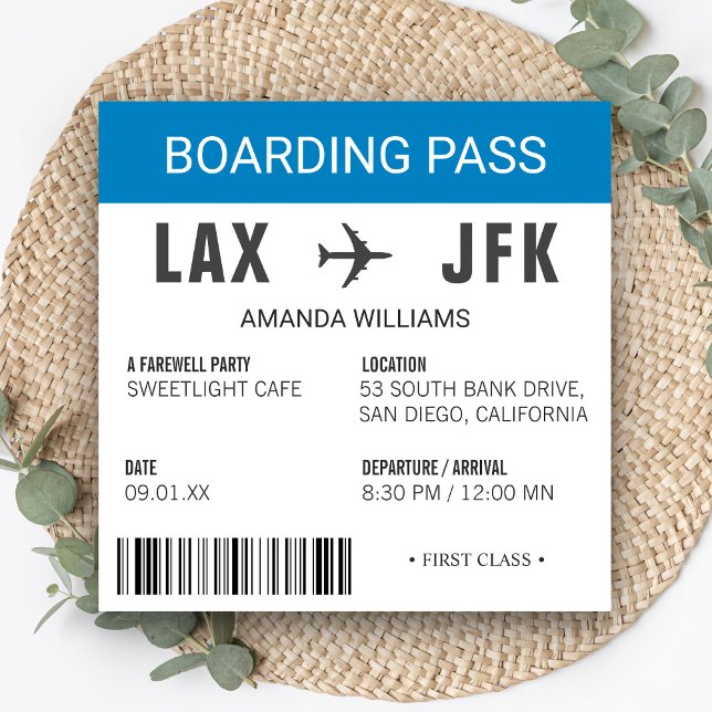 Aeroplane Boarding Pass Farewell Party Invitation (Creator Uploaded)