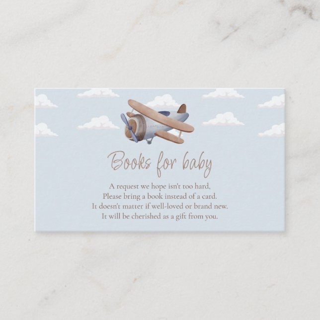 Aeroplane Books for Baby,  Travel Baby Shower  Enclosure Card (Front)