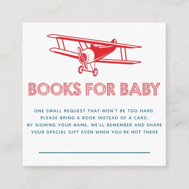 Aeroplane Books for the Baby Enclosure Card (Front)