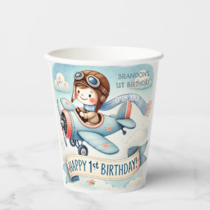 Aeroplane Boy 1st Birthday Party  Paper Cups