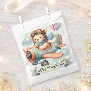 Aeroplane Boy Bear 1st Birthday Party  Favour Bags