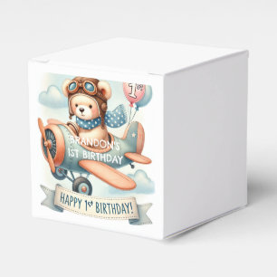 Aeroplane Boy Bear 1st Birthday Party  Favour Box