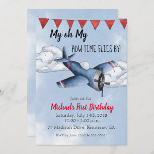Aeroplane Boy Birthday Party Invitation