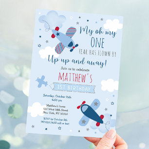 Aeroplane Boy First Birthday Invitation