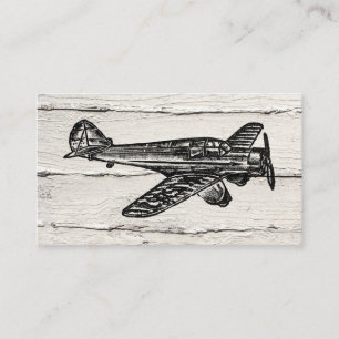 Aeroplane Business Cards - Vintage Wood