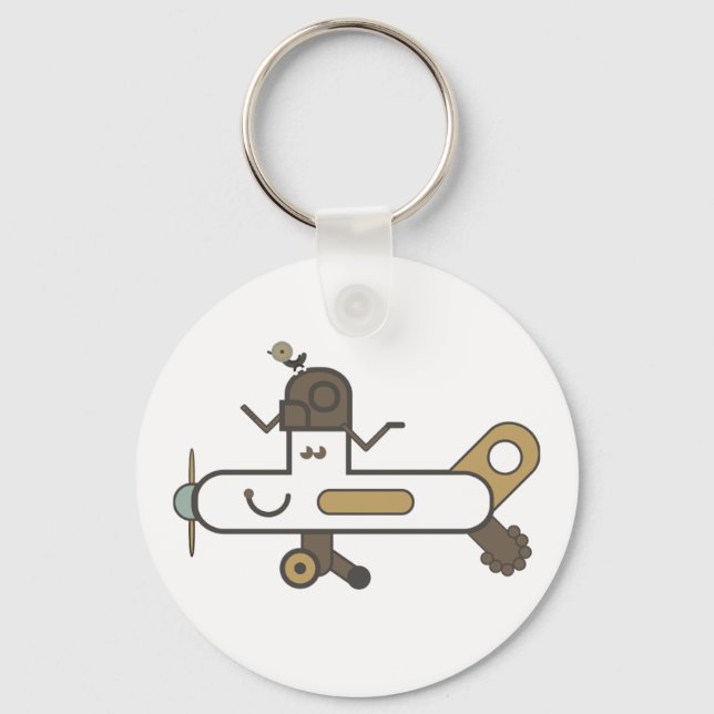 Aeroplane Button Key Ring (Front)