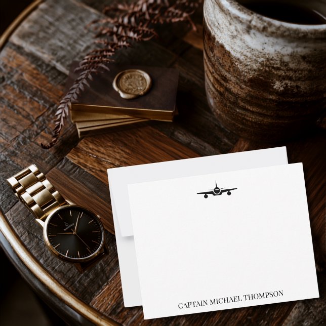 Aeroplane Captain Pilot Aviator Modern Black Custo Card (Creator Uploaded)