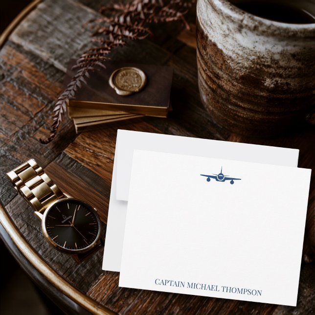 Aeroplane Captain Pilot Aviator Modern Blue Custom Card (Creator Uploaded)