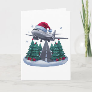 Aeroplane Christmas Santa Hat Pilot Aviation Xmas Holiday Card