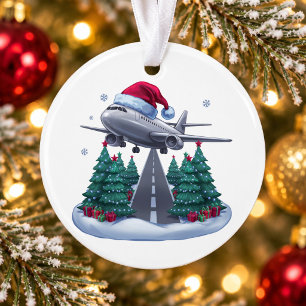 Aeroplane Christmas Santa Hat Pilot Aviation Xmas Ornament