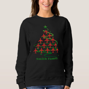 Aeroplane Christmas Tree & Family Name, Minimalis Sweatshirt
