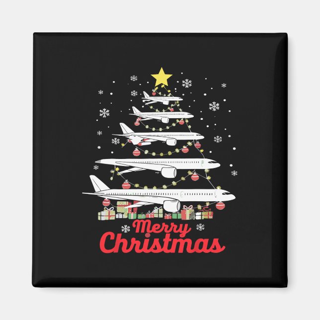 Aeroplane Christmas Tree Merry Christmas Most Like Magnet (Front)