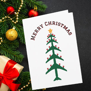 Aeroplane Christmas Tree Photo Minimalist Aviation Holiday Card