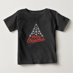 Aeroplane Christmas Tree Pilot Baby T-Shirt