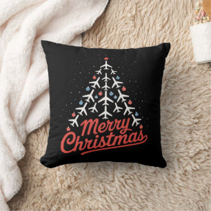 Aeroplane Christmas Tree Pilot Cushion