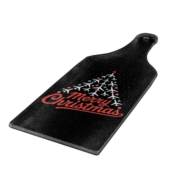 Aeroplane Christmas Tree Pilot Cutting Board (Corner)