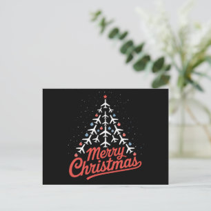 Aeroplane Christmas Tree Pilot Holiday Postcard