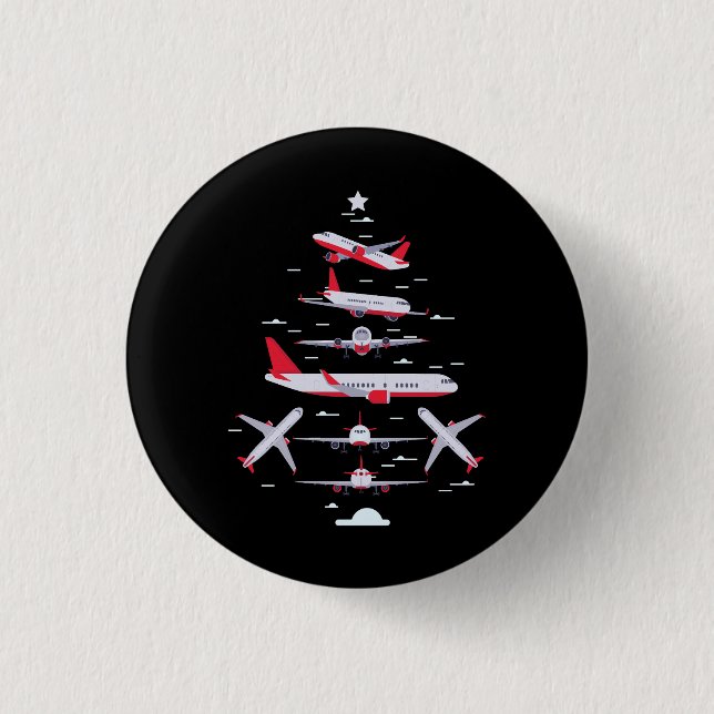 Aeroplane Christmas Tree Pilot Merry Christmas Xma 3 Cm Round Badge (Front)