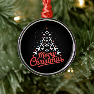 Aeroplane Christmas Tree Pilot Metal Tree Decoration