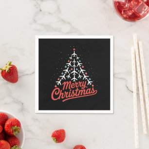 Aeroplane Christmas Tree Pilot Napkin