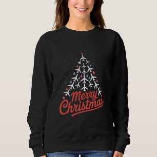 Aeroplane Christmas Tree Pilot Sweatshirt