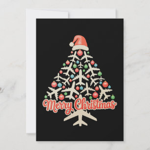 Aeroplane Christmas Tree Pilot Xmas Holiday Family Card
