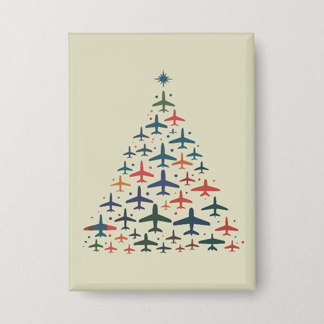 Aeroplane Christmas Tree Retro Pilot Flying Flight (Front)