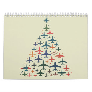 Aeroplane Christmas Tree Retro Pilot Flying Flight Calendar